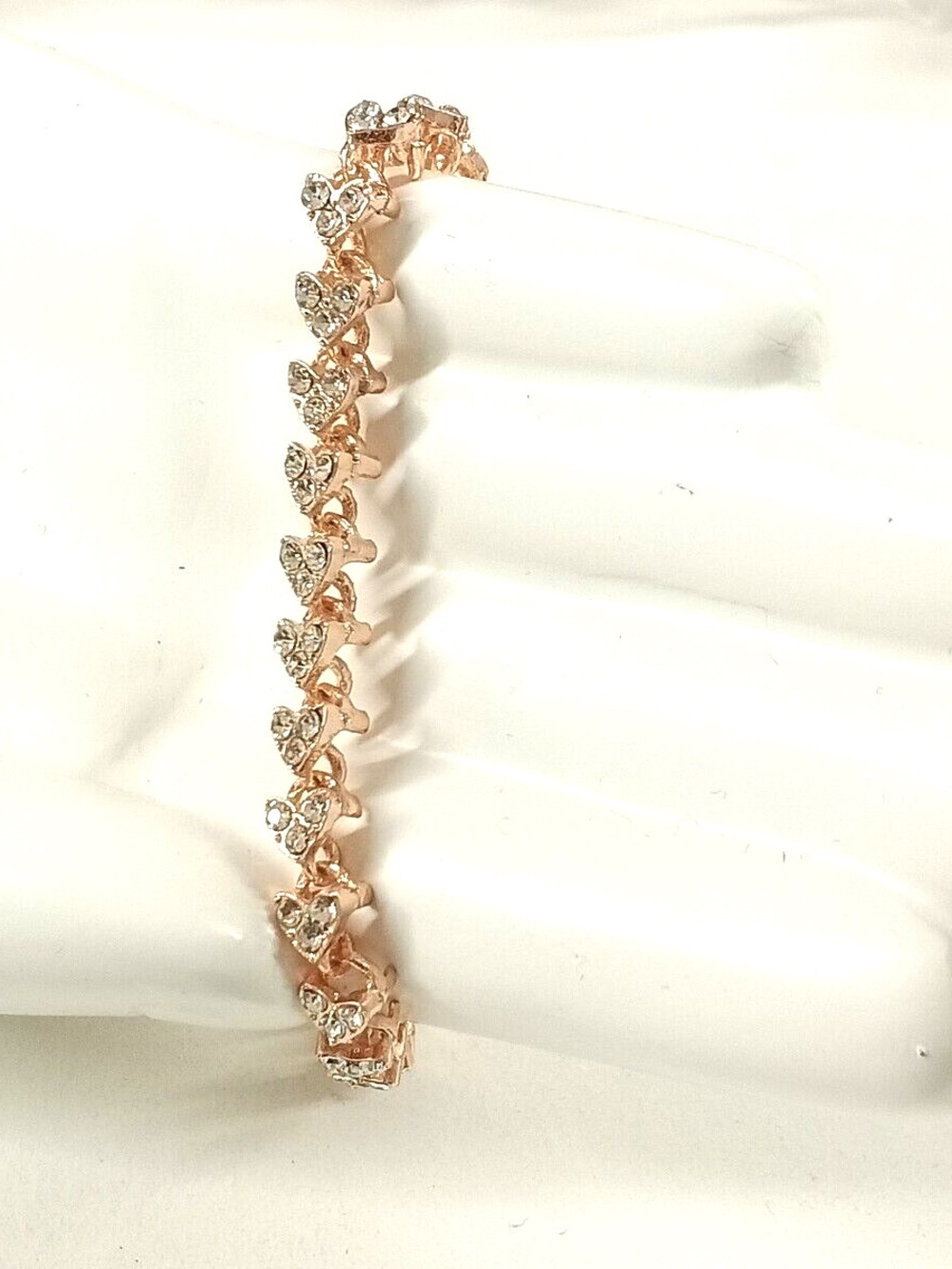 Rose Gold Heart Link Bracelet with Crystal Accents